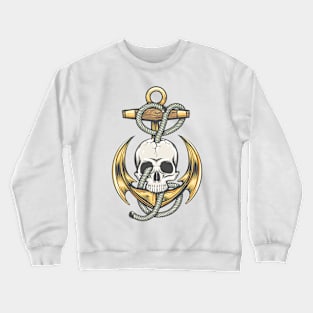 Colorful Tattoo of Skull and Anchor with ropes Crewneck Sweatshirt